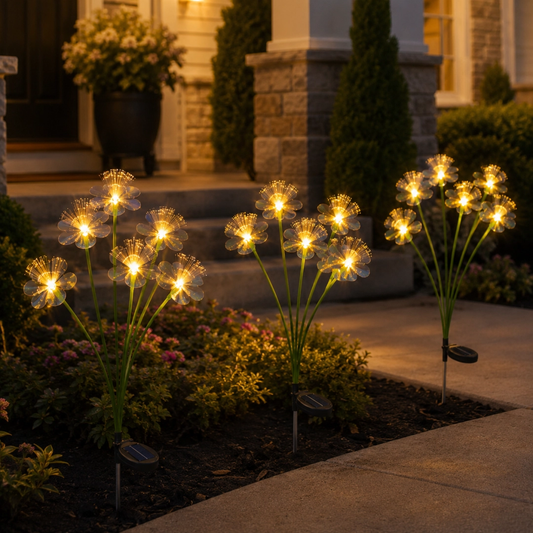 Solar Flower Garden Stake Light, 6-Flower Bouquet