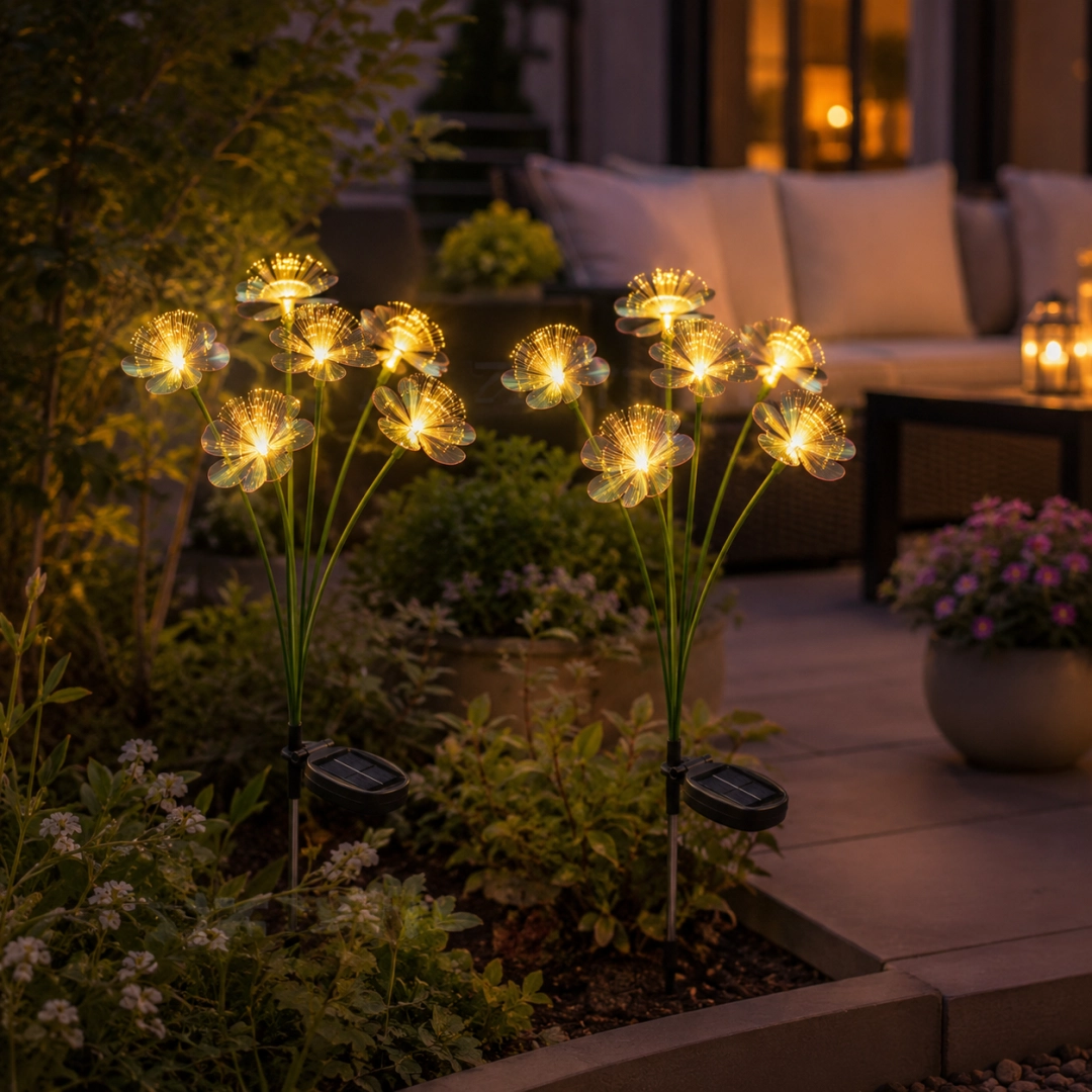 Solar Flower Garden Stake Light, 6-Flower Bouquet