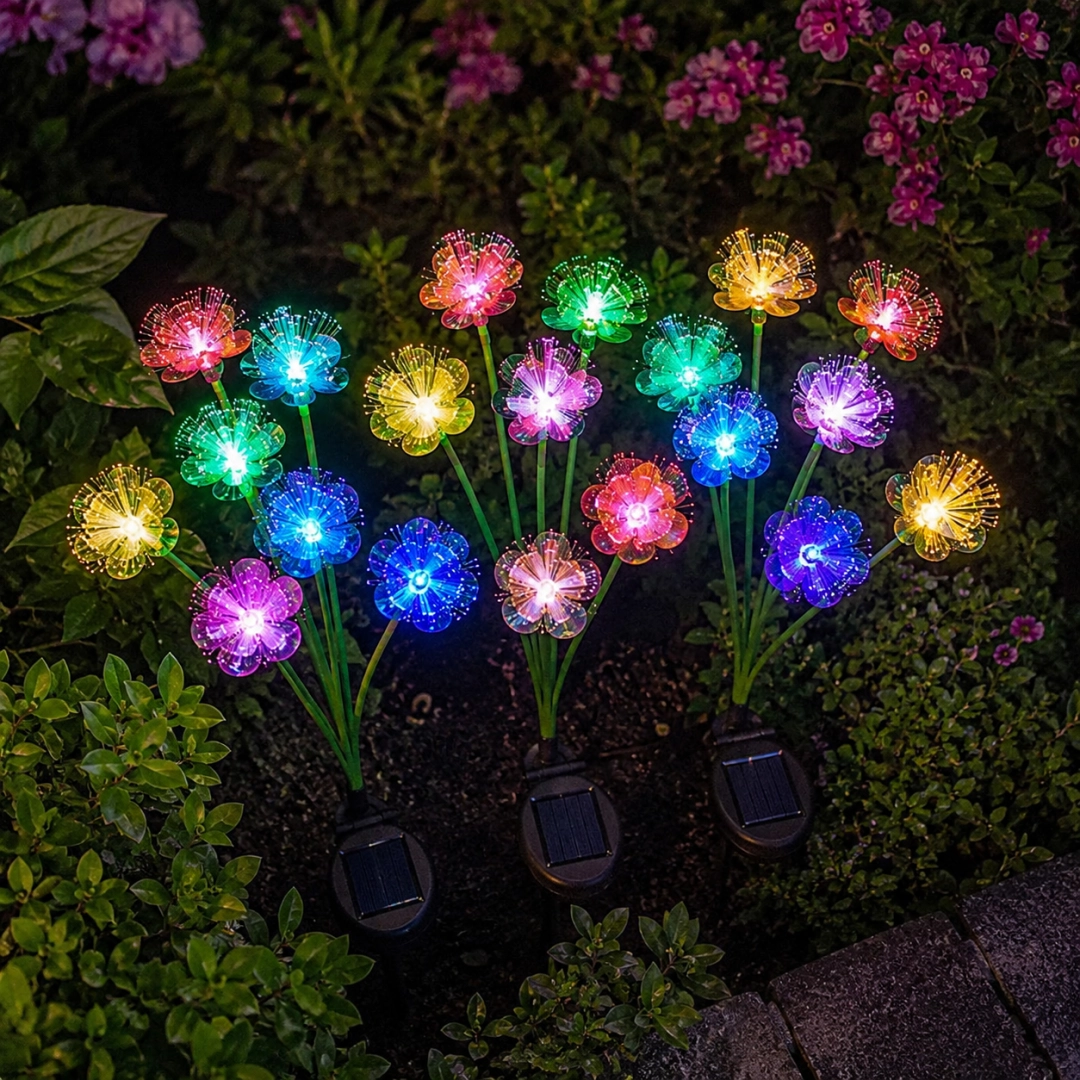 Solar Flower Garden Stake Light, 6-Flower Bouquet